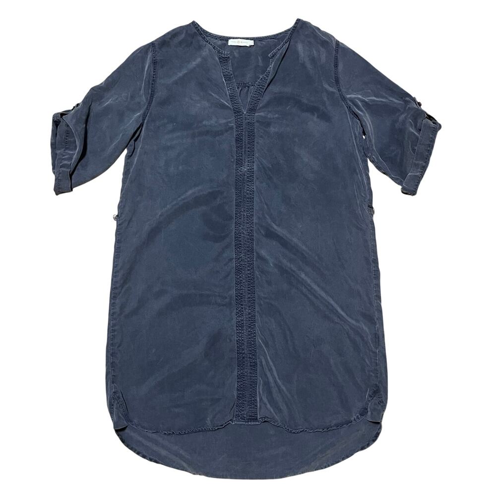 TORY BURCH Cover-Up Tunic Dress Kaftan Blue Size L 100% Tencel Oversized Boho - Picture 6 of 10